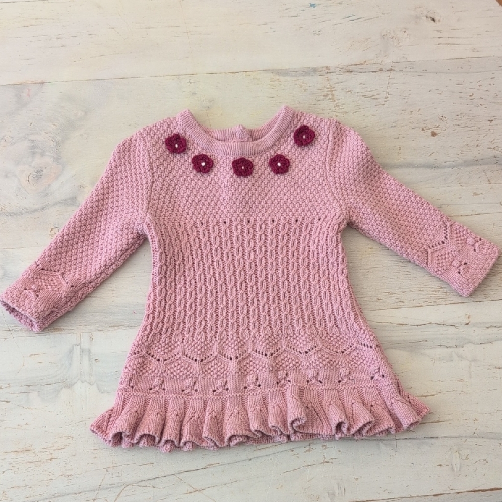 cupcakes & cashmere Pink Knit Sweater with Floral Details